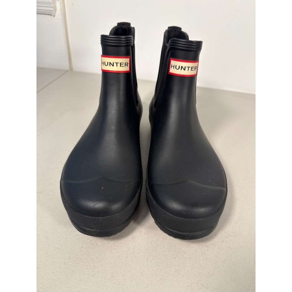 Hunter Original Chelsea Rain Boots Black Matte Rubber Ankle Booties WFS2006RMA8